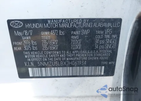 2018 Hyundai Santa Fe Sport 2.4L из США, поврежденный, VIN 5NMZU3LBXJH061934